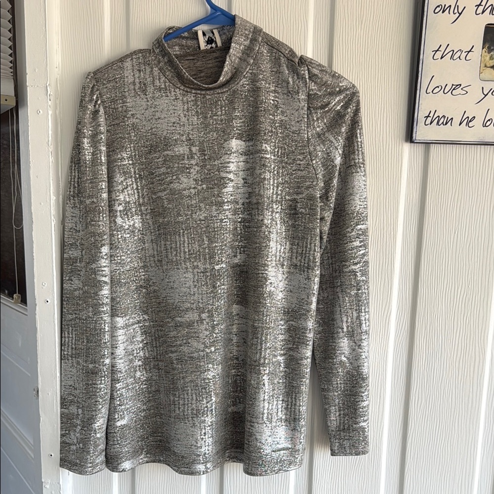 Chic Silver Long Sleeve Top